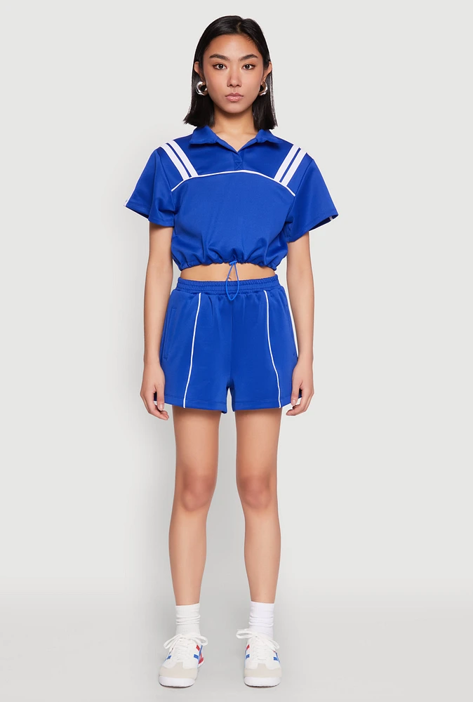 Womens Contrast Piping Pocket Shorts,