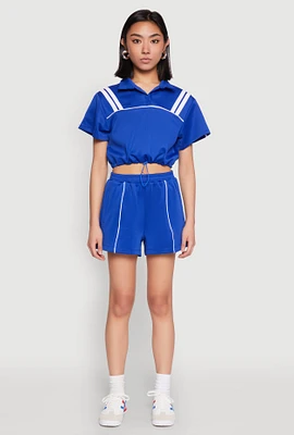 Womens Contrast Piping Pocket Shorts,