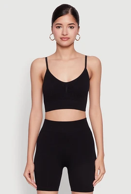 Womens Textured Knit Cropped Cami Top, M-L