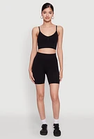 Womens Textured Knit Cropped Cami Top,