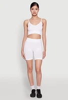 Womens Textured Knit Cropped Cami Top, White, Size S-M