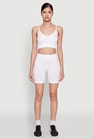 Womens Textured Knit Cropped Cami Top, White, Size S-M