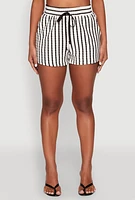 Womens Striped High Waisted Shorts, Multi, Size M