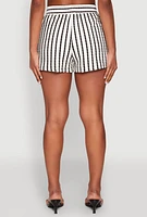 Womens Striped High Waisted Shorts, Multi, Size M