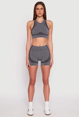 Womens Seamless Contrast Detail Biker Shorts, S-M
