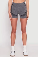 Womens Seamless Contrast Detail Biker Shorts, Grey, Size S-M