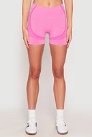 Womens Seamless Contrast Detail Biker Shorts, Pink, Size M-L