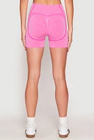 Womens Seamless Contrast Detail Biker Shorts, Pink, Size M-L