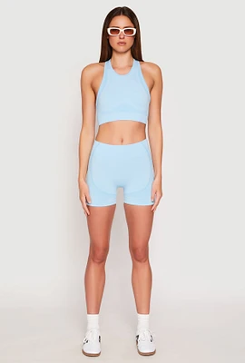 Womens Seamless Contrast Detail Biker Shorts,