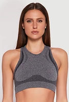 Womens Seamless Racerback Active Crop Top, Grey, Size S-M