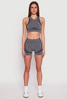 Womens Seamless Racerback Active Crop Top, Grey, Size S-M