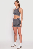 Womens Seamless Racerback Active Crop Top, Grey, Size S-M