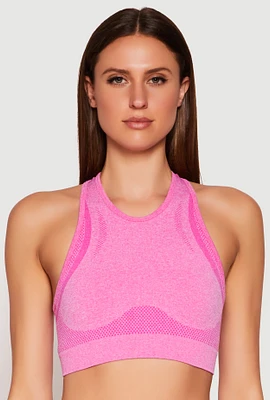 Womens Seamless Racerback Active Crop Top, Pink, Size M-L