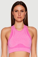 Womens Seamless Racerback Active Crop Top, Pink, Size M-L