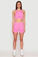 Womens Seamless Racerback Active Crop Top, Pink, Size M-L