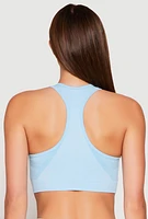 Womens Seamless Racerback Active Crop Top, Blue, Size M-L
