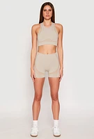 Womens Seamless Racerback Active Crop Top,
