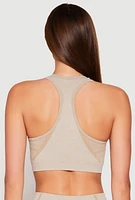 Womens Seamless Racerback Active Crop Top, Beige, Size M-L