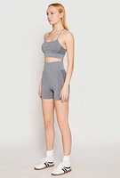 Womens Seamless Marled Cami Sports Bra, Grey, Size S-M