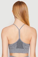 Womens Seamless Marled Cami Sports Bra, Grey, Size S-M