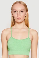 Womens Seamless Marled Cami Sports Bra, Green, Size M-L