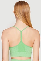 Womens Seamless Marled Cami Sports Bra, Green, Size M-L