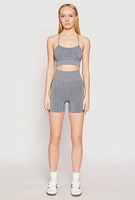 Womens Seamless Marled Biker Shorts,