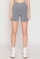 Womens Seamless Marled Biker Shorts,