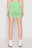 Womens Seamless Marled Biker Shorts, Green, Size S-M