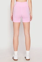 Womens Seamless Marled Biker Shorts, Pink, Size M-L