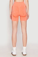 Womens Seamless Marled Biker Shorts, Orange, Size M-L