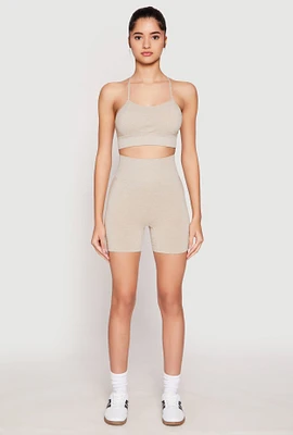 Womens Seamless Marled Biker Shorts,