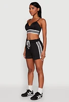 Womens Varsity Striped Detail Bralette, Black, Size XL
