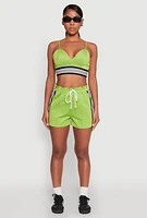 Womens Varsity Striped Detail Bralette, Green, Size M