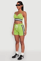 Womens Varsity Striped Detail Bralette, Green, Size M