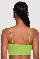 Womens Varsity Striped Detail Bralette, Green, Size XL
