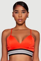 Womens Varsity Striped Detail Bralette, Orange, Size S