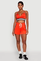 Womens Varsity Striped Detail Bralette, Orange, Size S