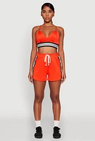 Womens Varsity Striped Detail Bralette, Orange, Size S