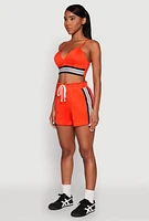 Womens Varsity Striped Detail Bralette, Orange, Size S