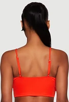 Womens Varsity Striped Detail Bralette, Orange, Size S