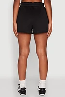 Womens Contrast Side Stripe Paper Bag Waist Short, Black, Size M