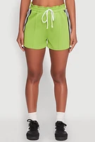 Womens Contrast Side Stripe Paper Bag Waist Short,