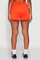 Womens Contrast Side Stripe Paper Bag Waist Short, Orange, Size XL