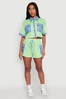 Womens Chambray Cargo Pocket Sweatshorts,