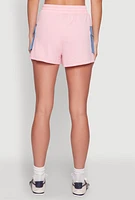 Womens Chambray Cargo Pocket Sweatshorts, Pink, Size XL