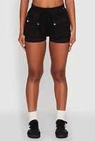 Womens High Waist Cargo Pocket Sweatshorts,