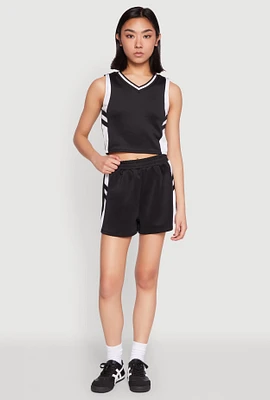 Womens Varsity Stripe Contrast Trim Shorts,
