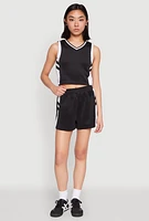 Womens Varsity Stripe Contrast Trim Shorts,
