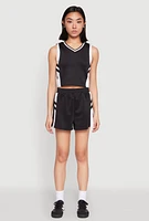Womens Varsity Stripe Contrast Trim Shorts,